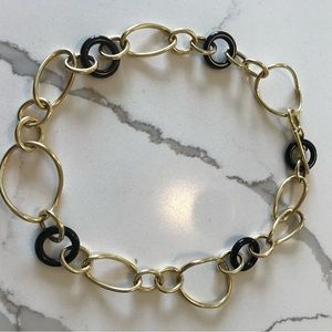 FARAONE MENNELLA 18K Yellow Gold Stella Onyx Link Necklace Retail $5,200